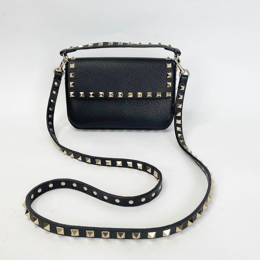 Valentino Rockstud Blk Pebbled leather mini bag